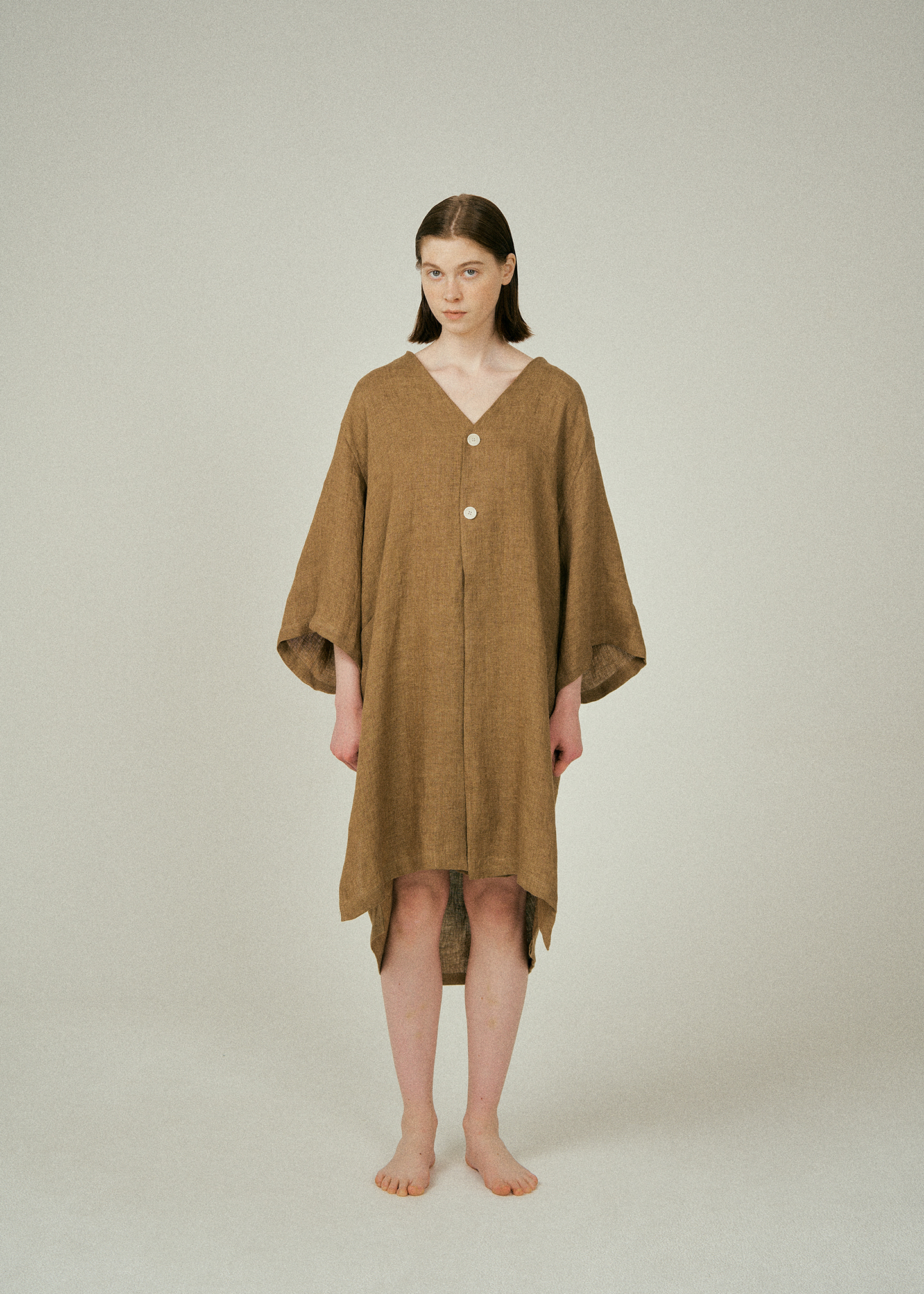 (w) Readymade Robe in Linen Dobby Brown
