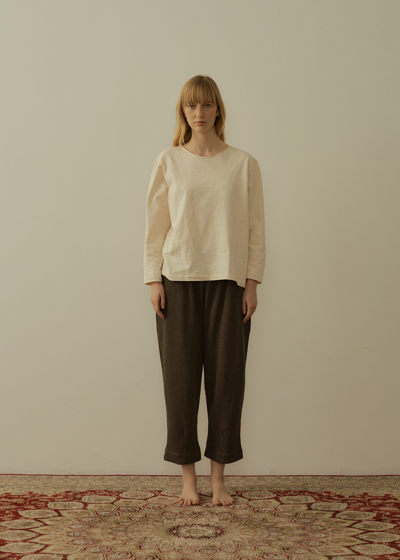 Readymade Cropped Trouser in Waffle Jersey Charcoal