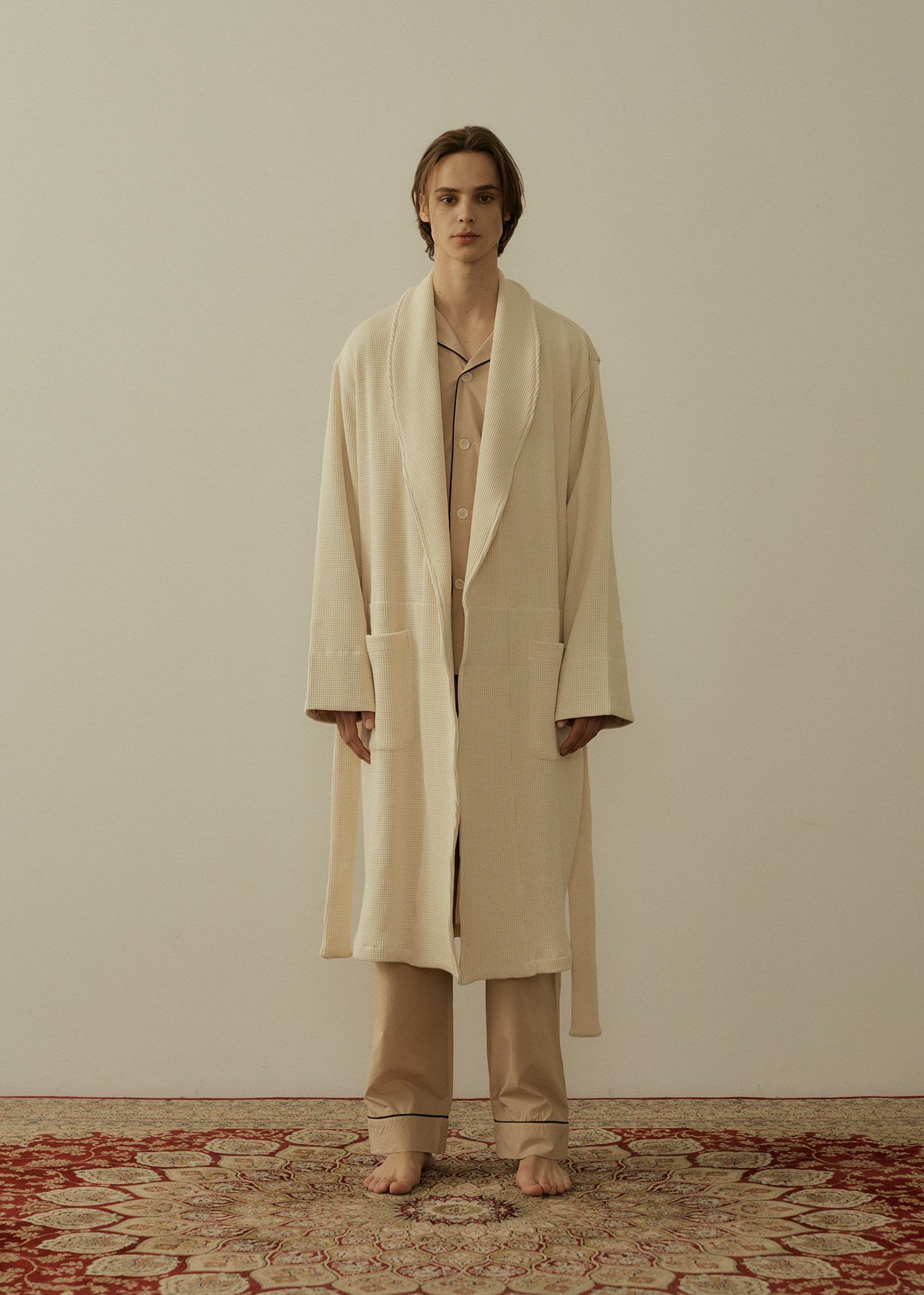 Readymade Robe in Waffle Jersey Almond